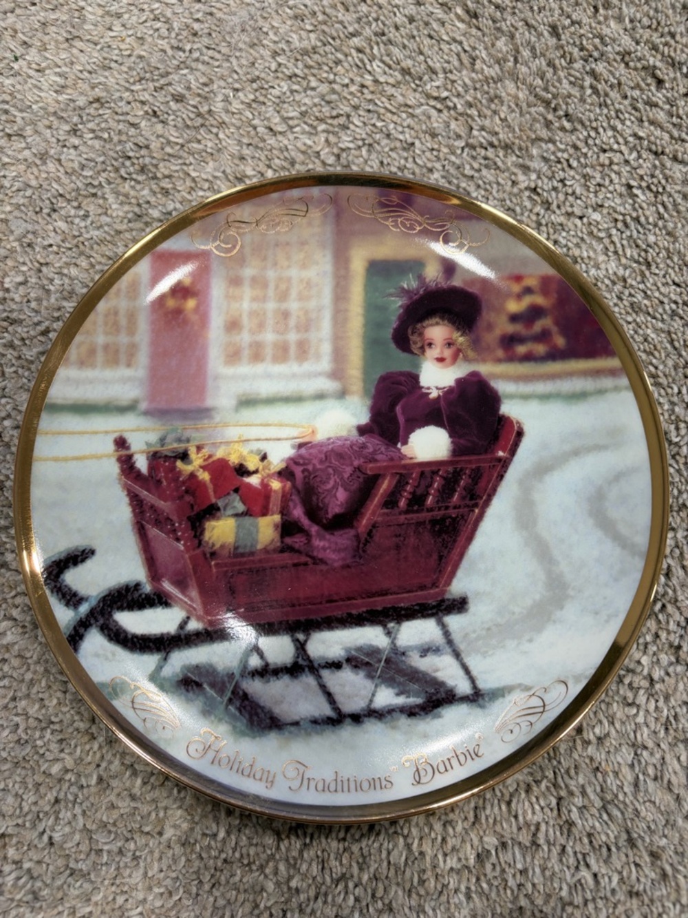 Hallmark White Holiday Traditions Barbie Plate